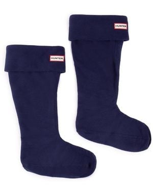 HUNTER Tall Fleece Welly Socks - Blue