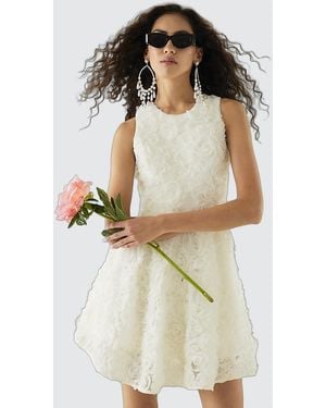River Island Mini Dress 3D Floral Occasion Sleeveless Nylon - Natural