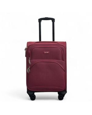 Infinity Leather Soft Shell Cabin 48 X 37 X 20 Cm Secure Travel Luggage Suitcase Suitable For Easyjet, Ryanair - Purple