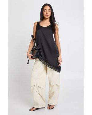Boohoo Scoop Neck Asymmetric Hem Cami Top - Blue
