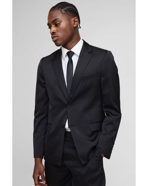 BoohooMAN Slim Fit Satin Blazer - Blue