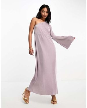 Y.A.S Bridesmaid Plisse One Shoulder Midi Dress - Pink