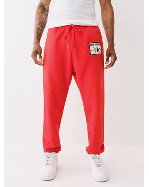 TRUE RELIGION Ladder Stitch Logo Applique Jogger - Red