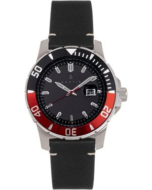 Nautis Dive Pro 200 Leather-Band Watch W/Date - Black