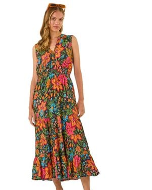 Roman Floral Shirred Maxi Dress
