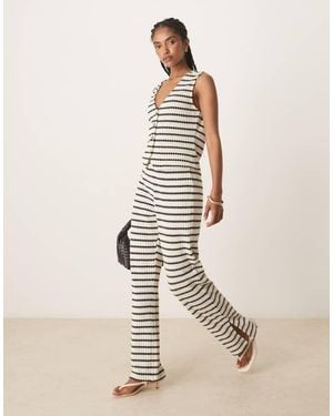 Nobody's Child Textured Stripe Wide Leg Trousers Co-Ord - Natural