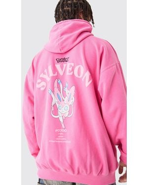 BoohooMAN Oversized Pokemon Sylveon License Hoodie - Pink
