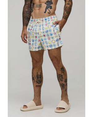 BoohooMAN Nautical Printed Short Length Swim - Multicolour