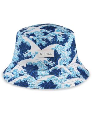 Spiral Accessories Floral Patterned All Around Brim Bucket Hat - Blue