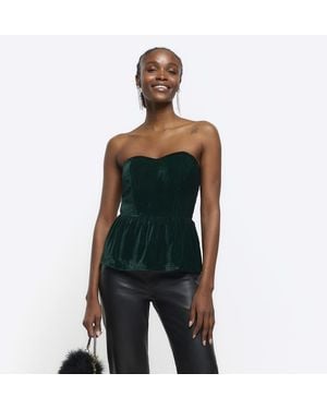 River Island Bandeau Top Velvet - Green
