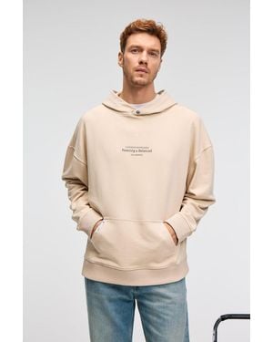 Grimelange Printed Hooded Pocket Sweatshirt - Natural