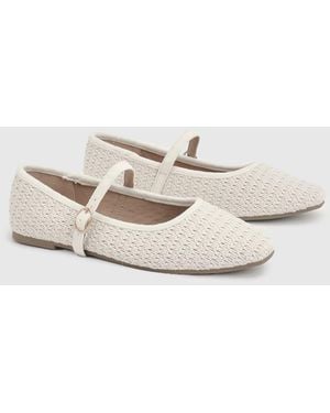 Boohoo Crochet Ballet Flats - White