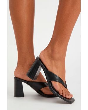 Boohoo Toe Post Stack Heeled Mules - White