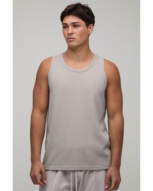 BoohooMAN Basic Regular Fit Waffle Vest - Grey
