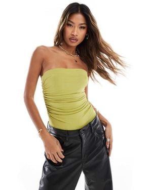 ASOS Second Skin Double Layer Ruched Bandeau Bodysuit - Green