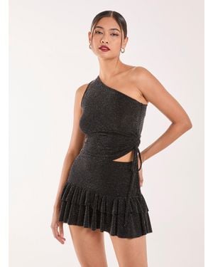 Pink Vanilla One Shoulder Ruched Top - Black