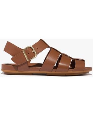 Fitflop Gracie Leather Ankle Strap Sandals Deep Tan - Brown
