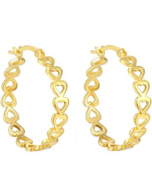 The Jewellery Stockroom Plated Sterling Linked Heart Creole Hoops - Metallic