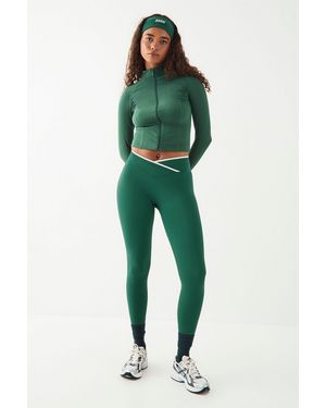DSGN Studio Sport Contrast Binding Wrap Waist Legging - Green