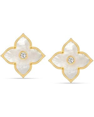 Bibei Mother-Of-Pearl Earrings With Four-Leaf Clover Design, Plated And 925 Sterling Bipe025 - Metallic