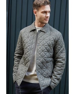 Threadbare Lightweight Collared Quilted Jacket - Grey