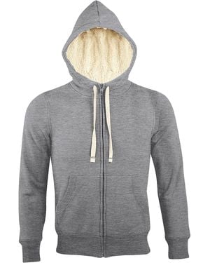 Sol's Sherpa Zip-Up Hooded Sweatshirt Hoodie Marl) - Grey