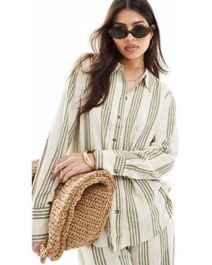 Jdy Long Sleeve Linen Mix Shirt Co-Ord - Natural