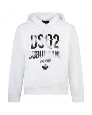 DSquared² Faded Suburbans Logo Hoodie Cotton - White