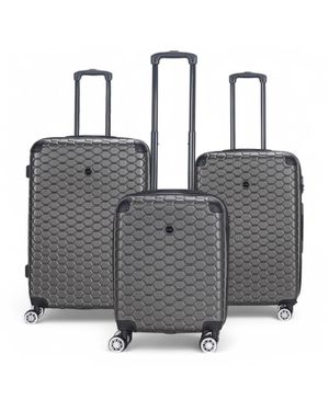 Infinity Leather Expandable Charcoal Hard Shell Abs 8 Wheel Luggage Travel Cabin Holiday Bags Suitcase - Grey