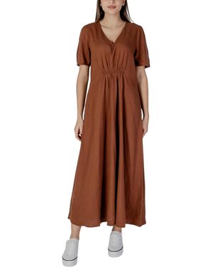 B.Young Vneck Short Sleeve Maxi Dress - Brown