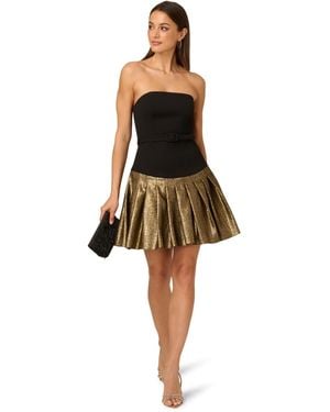Adrianna Papell Woven Jacquard Mini Dress - Black