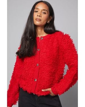 Wallis Loop Detail Cardigan - Red