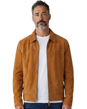 Infinity Leather Goat Suede Harrington Biker Jacket - Brown