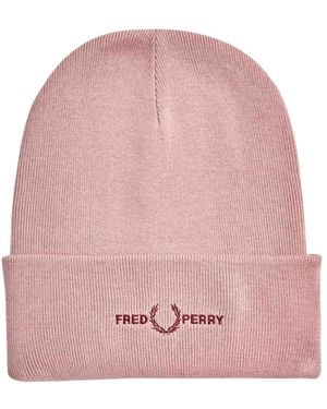 Fred Perry Embroidered Dusty Rose Beanie - Pink