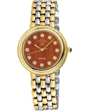 Gv2 Arezzo Diamond Watch, Ipyg Case, Jasper Dial, Two Toned Ss/Ipyg Bracelet - Multicolour