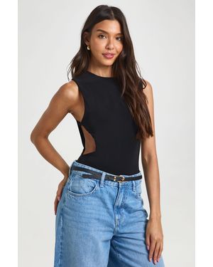 Boohoo Slinky Twist Side Detail Cut Out Bodysuit - Blue