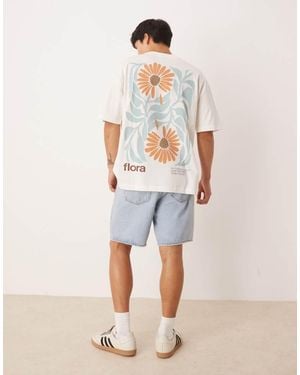ASOS Oversized T-Shirt With Floral Graphic - Natural