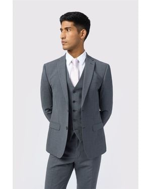 Ted Baker Single Breasted Long Sleeve Two Button Collared Slim Fit Suit Jacket - Blue