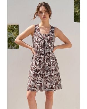 Roman Petite Abstract Print Pocket Dress - Brown