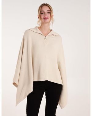 Blue Vanilla Half Zip Cape - Natural