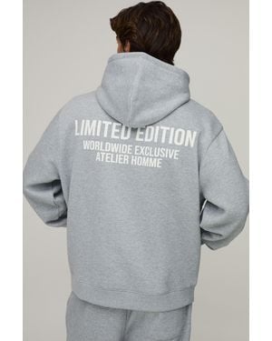 BoohooMAN Oversized Limited Edition Over The Head Hoodie - Grey
