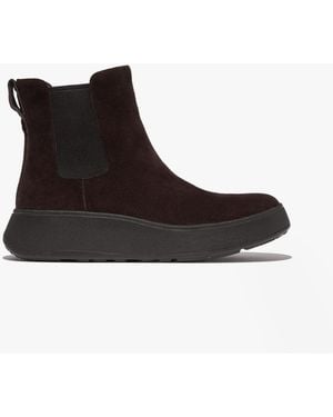 Fitflop F-Mode Suede Flatform Chelsea Boots Suede Elastic - Black