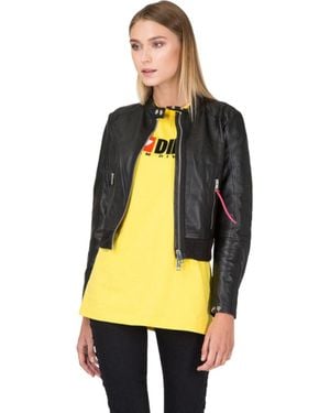 DIESEL L-Lyssa-C Short Cut Leather Jacket - Yellow
