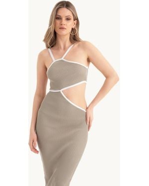 Hiccup One Shoulder Midi Dress With A Side Cut Out - Natural