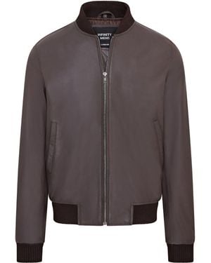 Infinity Leather Soft Ma-1 Varsity Bomber Jacket - Grey