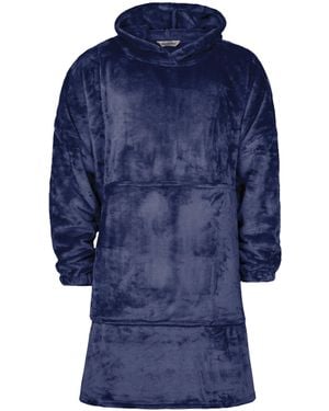 Heat Holders Warm Fleece Oversized Blanket Hoodie - Blue