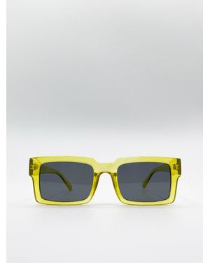 SVNX Square Crystal Frame Sunglasses - Yellow
