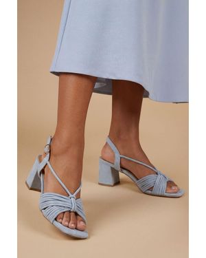 Oasis Heidi Faux Suede Flared Block Heel Strappy Sandals - Blue