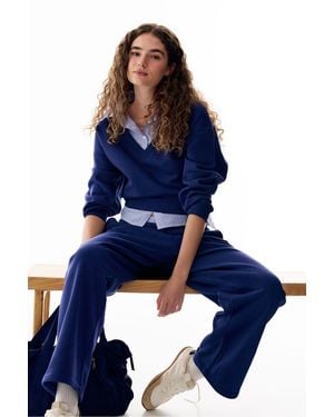 Penti Layered Wide-Leg Trousers - Blue
