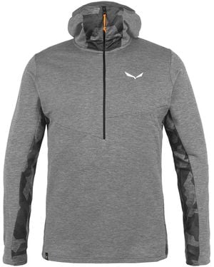 Salewa Hooded Regular Fit Long Sleeve Sweatshirt - Grey
